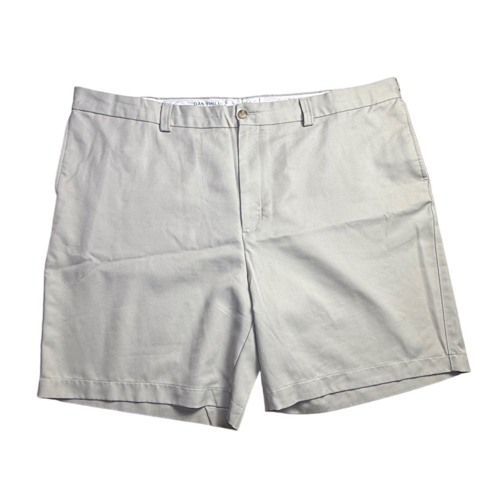 Oak Hill Mens Gray Flat Front Chino Shorts Size 48 Polyester Casual Classic-2431
